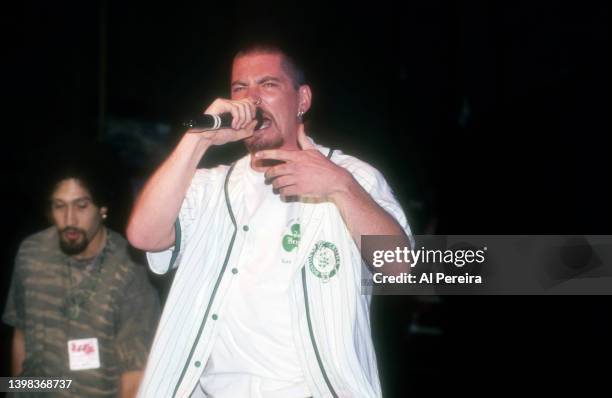 Everlast aka Erik Francis Schrody of the Hip-Hop group House of Pain performs with B-Real of Cypress Hill at The Ritz on June 17, 1992 in New York...