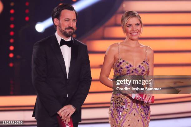 Jan Koppen and Victoria Swarovski on stage during the final show of the 15th season of the television competition show "Let's Dance" at MMC Studios...