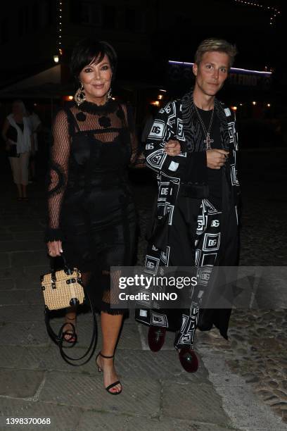 Kris Jenner and Gui Siqueira seen arriving at Ristorante Puny in Portofino on May 20, 2022 in Portofino, Italy.