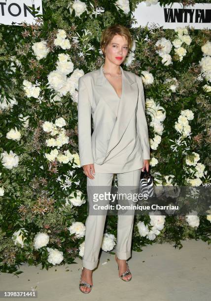 Léa Seydoux attends the Vanity Fair x Louis Vuitton dinner during the 75th annual Cannes Film Festival at Fred L’Ecailler on May 20, 2022 in Cannes,...