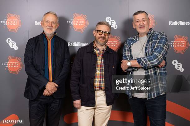 Laurence Bowen, Martin Freeman and Tony Schumacher attend "The Responder" photocall and panel discussion during the BFI & Radio Times Television...