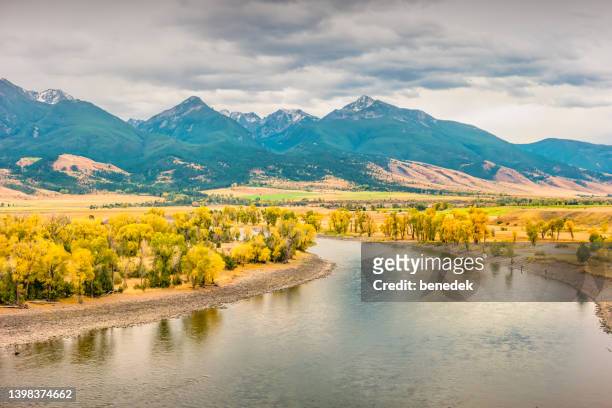paradise valley yellowstone river livingston montana usa - montana stock pictures, royalty-free photos & images