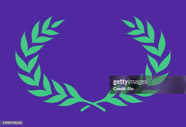 bildbanksillustrationer, clip art samt tecknat material och ikoner med laurel wreath design element symbol - movie awards red carpet