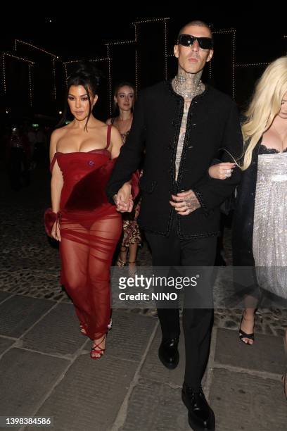 Kourtney Kardashian and Travis Barker are seen out in Portofino on May 20, 2022 in Portofino, Italy.
