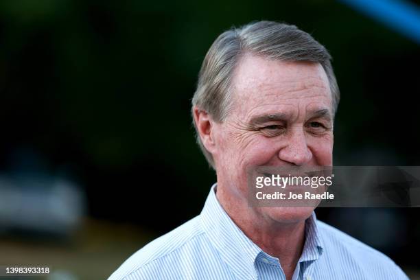 Republican Gubernatorial candidate David Perdue waits to be introduced to speak during a Bikers for Trump campaign event held at the Crazy Acres Bar...