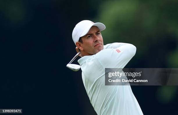 Adam Scott of Australia plays his second shot on the 16th hole during the second round of the 2022 PGA Championship at Southern Hills Country Club on...