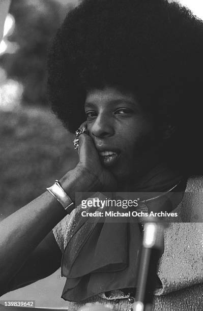 Sly Stone of the psychedelic soul group 'Sly & The Family Stone' poses for a portrait sesion on September 27, 1972.