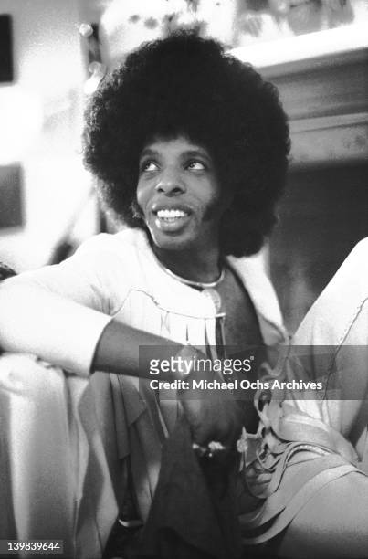 Sly Stone of the psychedelic soul group 'Sly & The Family Stone' poses for a portrait sesion at home on September 17, 1972.