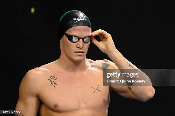 Cody Simpson of Australia prepares to race in the Mens 100 metre Freestyle during day four of the 2022 Australian Swimming Championships at SA...