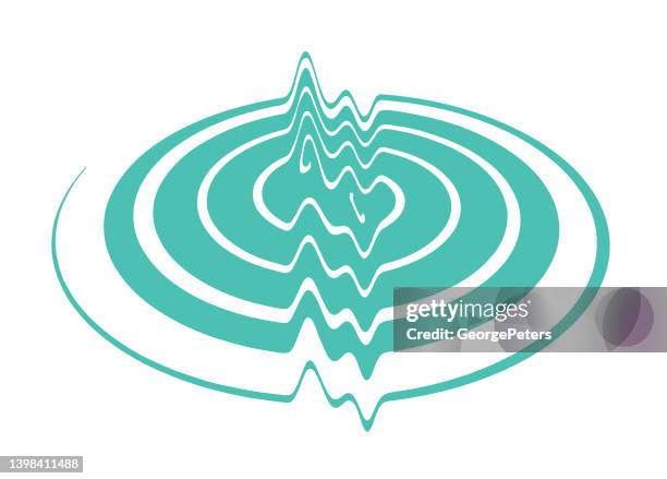 spiral concentric shape with glitch technique - green target white background stock illustrations