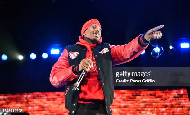 Nick Cannon performs onstage during Nick Cannon Presents: MTV Wild 'N Out Live at Cellairis Amphitheatre at Lakewood on May 20, 2022 in Atlanta,...