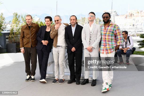 Antoine Reinartz, Vincent Lacoste, Director Olivier Assayas, Vincent Macaigne, Ton Sturridge and Byron Bowers attend the photocall for "Irma Vep"...