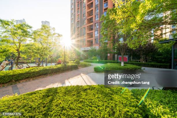 sunset in residential area. - daily life in dalian stock pictures, royalty-free photos & images