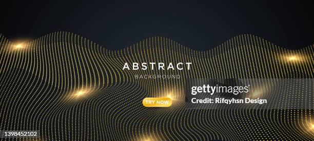 abstract modern dotted particle technology background - gold atom structure stock illustrations