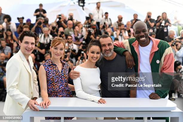 Vincent Lacoste, Anaïs Demoustier, Oulaya Amamra, Gilles Lellouche and Jean-Pascal Zadi attend the photocall for "Smoking Causes Coughing " during...