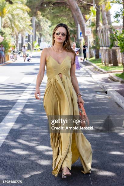 Alessandra Ambrosio is seen on the Croisette during the 75th annual Cannes film festival on May 21, 2022 in Cannes, France.