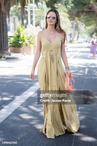 Alessandra Ambrosio is seen during the 75th annual Cannes film festival at on May 21, 2022 in Cannes, France.