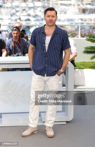 Joel Edgerton attends the photocall for "The Stranger" during the 75th annual Cannes film festival at Palais des Festivals on May 21, 2022 in Cannes,...