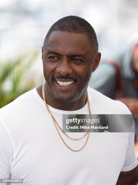 Idris Elba attends the photocall for "Three Thousand Years Of Longing " during the 75th annual Cannes film festival at Palais des Festivals on May...