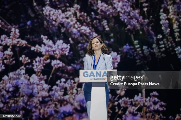 The new president of the PP of Madrid and president of the Community of Madrid, Isabel Diaz Ayuso, during the closing of the XVII Congress of the...
