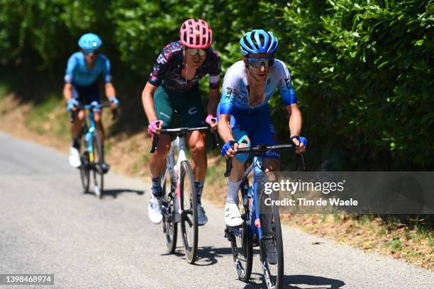 Magnus Cort Nielsen of Denmark and Team EF Education - Easypost and Simon Yates of United Kingdom and Team BikeExchange - Jayco compete during the...