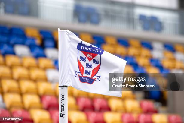 A corner flag ahead of the National League North Play Off Final match between York City and Boston United at LNER Community Stadium on May 21, 2022...