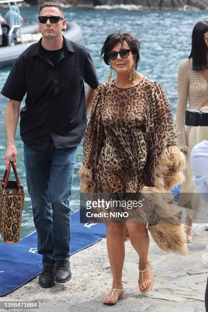 Kris Jenner arriving for lunch at the Abbey of San Fruttuoso on May 21, 2022 in Portofino, Italy.