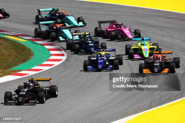 Jamie Chadwick of Great Britain and Jenner Racing leads the field round turn one at the start during the W Series Round 2 race at Circuit de...