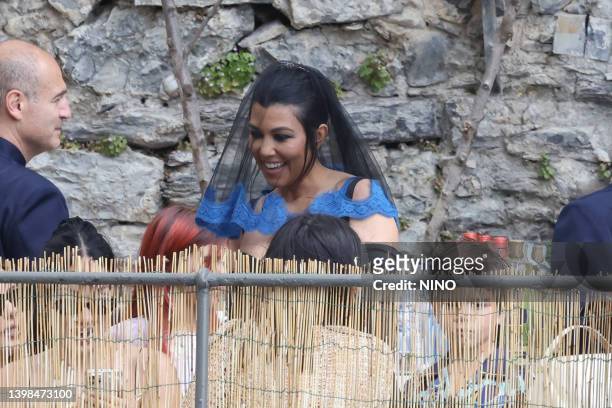 Kourtney Kardashian at lunch reception at the Abbey of San Fruttuoso on May 21, 2022 in Portofino, Italy.