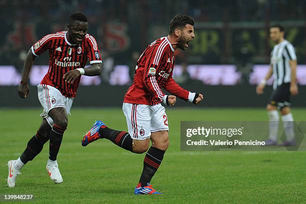 Antonio Nocerino of AC Milan celebrates after scoring the opening goal during the Serie A match between AC Milan and Juventus FC at Stadio Giuseppe...