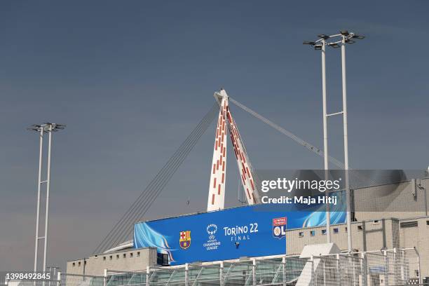 General view outside the stadium prior to the UEFA Women's Champions League final match between FC Barcelona and Olympique Lyonnais at Juventus...