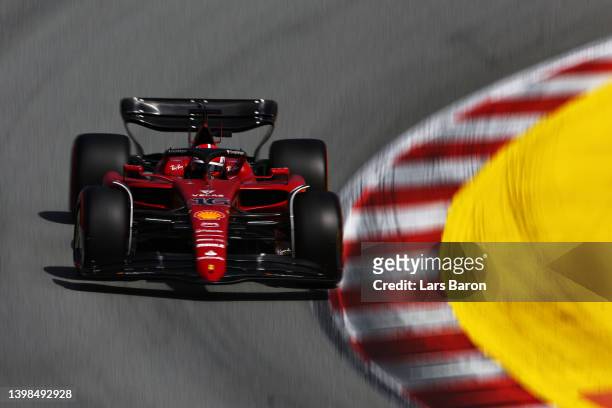 Charles Leclerc of Monaco driving the Ferrari F1-75 on track during qualifying ahead of the F1 Grand Prix of Spain at Circuit de Barcelona-Catalunya...