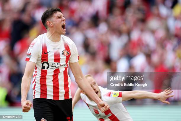 Ross Stewart of Sunderland celebrates after scoring their side's second goal during the Sky Bet League One Play-Off Final match between Sunderland...