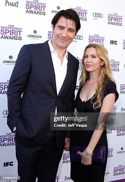 Actor Goran Visnjic and wife Ivana Vrdoljak arrive at the 2012 Film Independent Spirit Awards at Santa Monica Pier on February 25, 2012 in Santa...