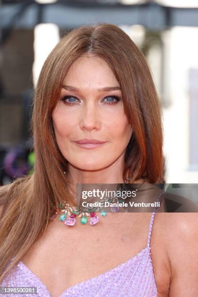 Carla Bruni attends the screening of "Triangle Of Sadness" during the 75th annual Cannes film festival at Palais des Festivals on May 21, 2022 in...