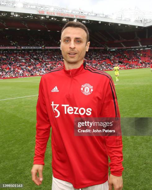 Dimitar Berbatov of Manchester United Legends walks off after the Manchester United v Liverpool: Legends of the North match in aid of the MU...