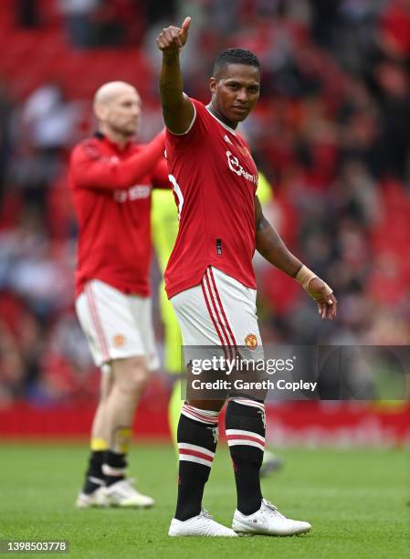 Antonio Valencia of Manchester United during the Legends of the North match between Manchester United and Liverpool at Old Trafford on May 21, 2022...