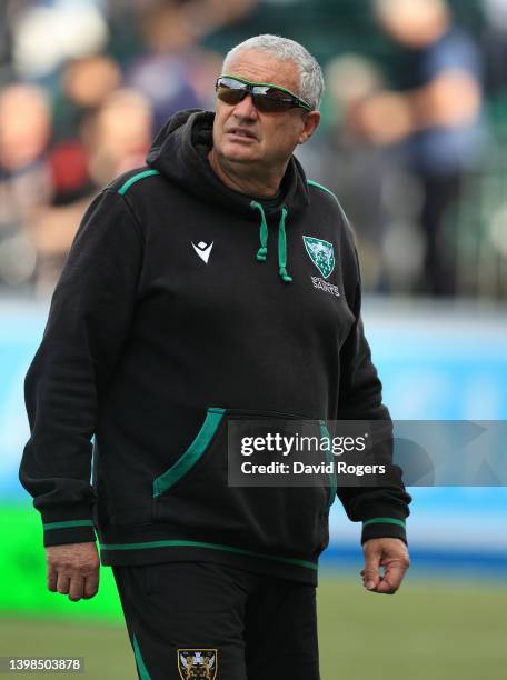 Chris Boyd the Northampton Saints director of rugby looks on during the Gallagher Premiership Rugby match between Saracens and Northampton Saints at...