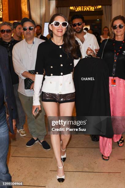 Marion Cotillard is seen at Le Majestic Hotel during the 75th annual Cannes film festival at on May 21, 2022 in Cannes, France.