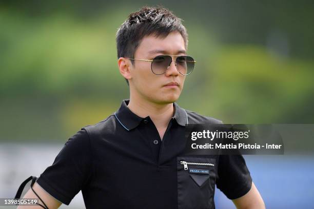 President Steven Zhang of FC Internazionale looks on during the FC Internazionale training session at the club's training ground Suning Training...
