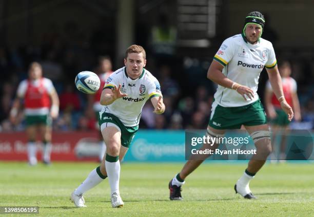 Paddy Jackson of London Irish receives the ball during the Gallagher Premiership Rugby match between Bath Rugby and London Irish at The Recreation...