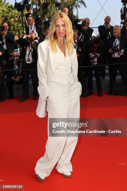 Sandrine Kiberlain attends the screening of "Triangle Of Sadness" during the 75th annual Cannes film festival at Palais des Festivals on May 21, 2022...