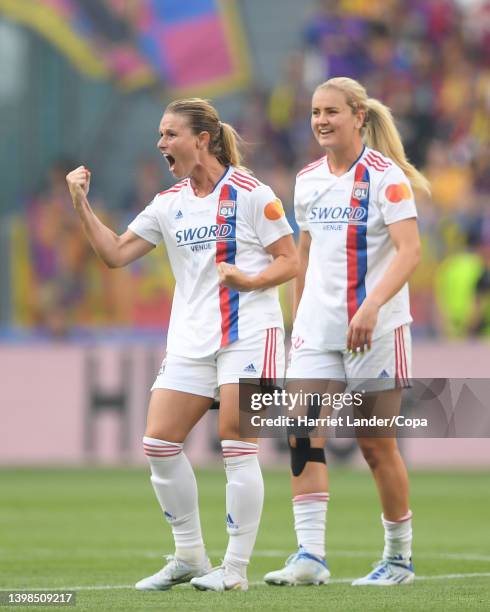 Amandine Henry of Olympique Lyon celebrates after scoring her team's first goal during the UEFA Women's Champions League final match between FC...