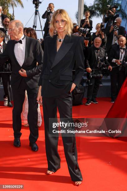 Anja Rubik attends the screening of "Triangle Of Sadness" during the 75th annual Cannes film festival at Palais des Festivals on May 21, 2022 in...