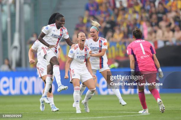Amandine Henry of Olympique Lyon celebrates after scoring her team's first goal during the UEFA Women's Champions League final match between FC...