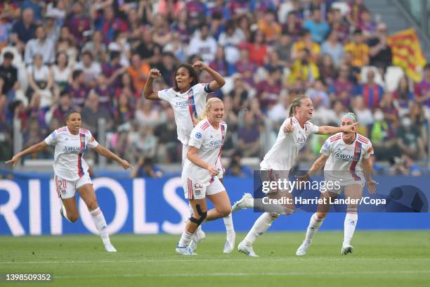 Amandine Henry of Olympique Lyon celebrates after scoring her team's first goal during the UEFA Women's Champions League final match between FC...