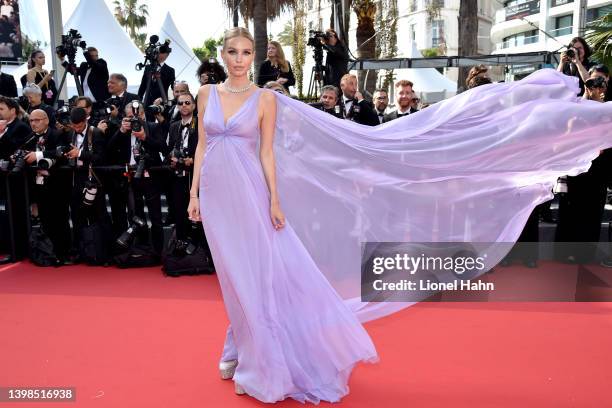 Leonie Hanne attends the screening of "Triangle Of Sadness" during the 75th annual Cannes film festival at Palais des Festivals on May 21, 2022 in...