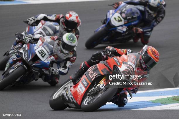Michael Ruben Rinaldi of Italy and Aruba.it Racing - Ducati leads the field during the Supersport Race 1 during the FIM Superbike World Championship...