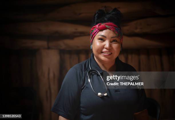 youn female paramedic on - north american tribal culture stock pictures, royalty-free photos & images