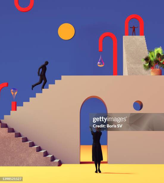 career path - la escalera del éxito fotografías e imágenes de stock